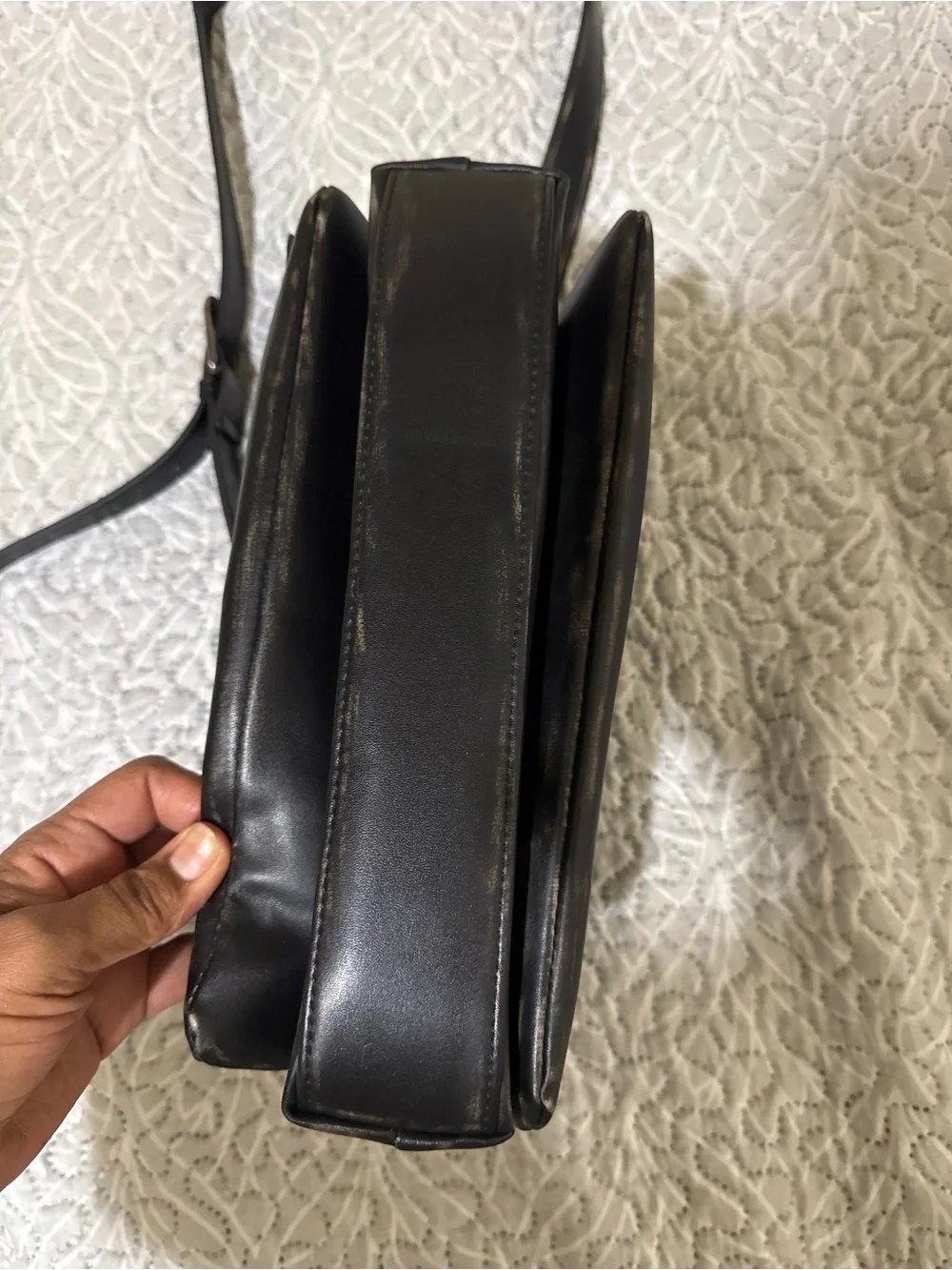 Zara Black Leather Crossbody Messenger Bag